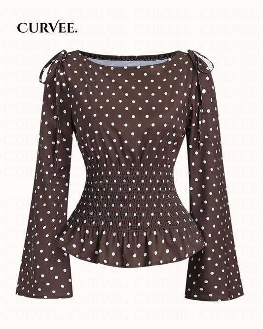 Polka Dot Niche Personality Spicy Girl Off-Shoulder Top