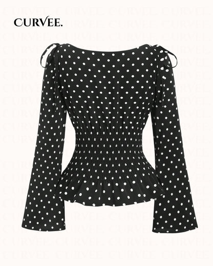 Polka Dot Niche Personality Spicy Girl Off-Shoulder Top