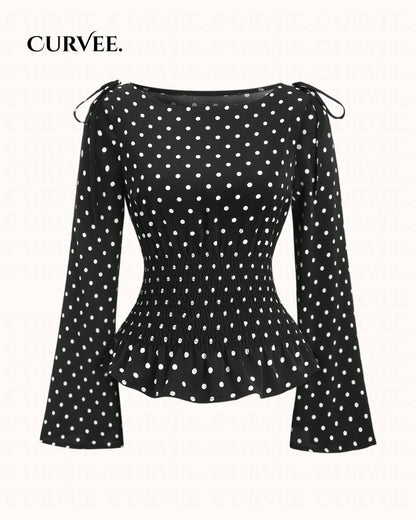 Polka Dot Niche Personality Spicy Girl Off-Shoulder Top