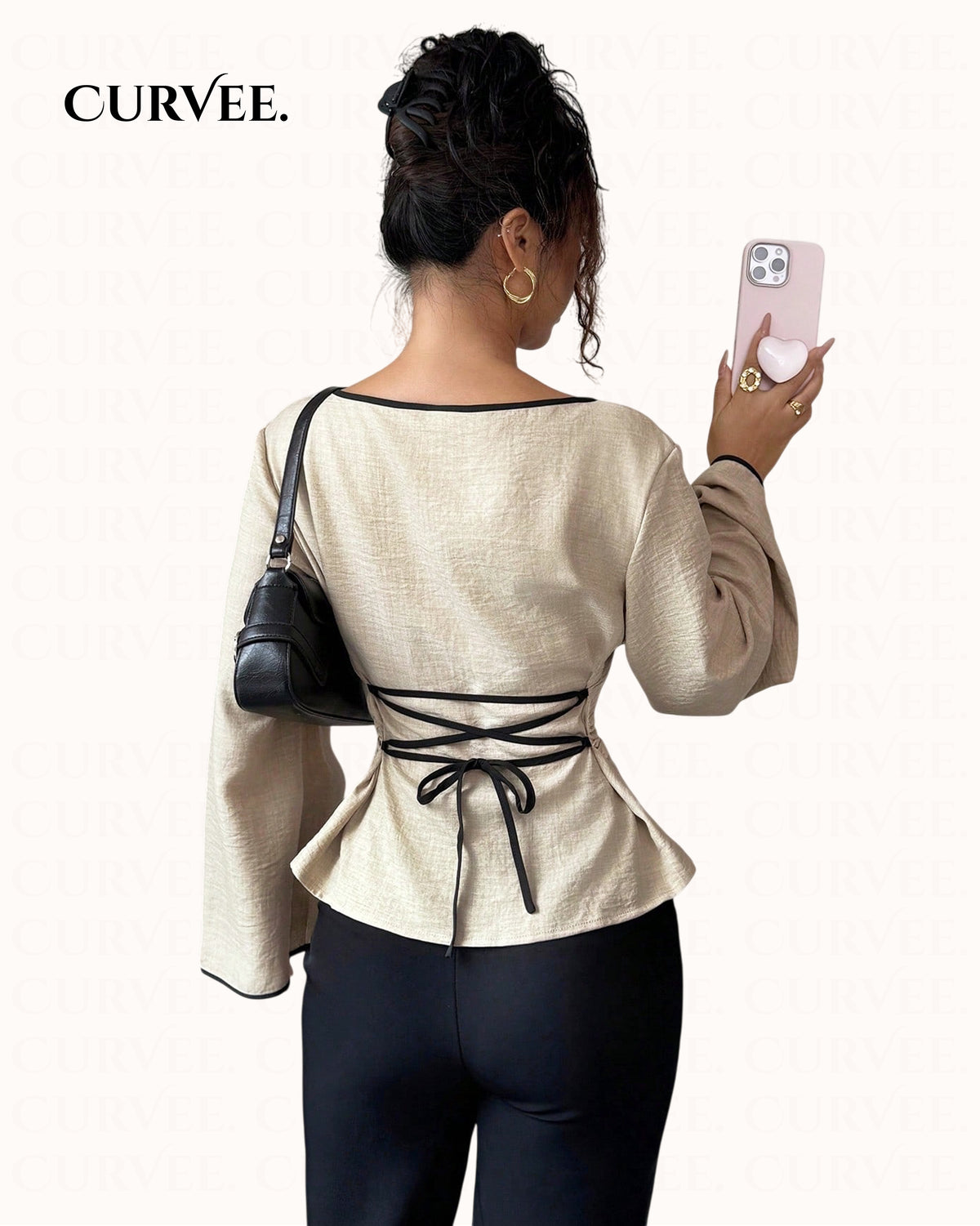 Casual Versatile Waist-Cinching Boat Neck Top