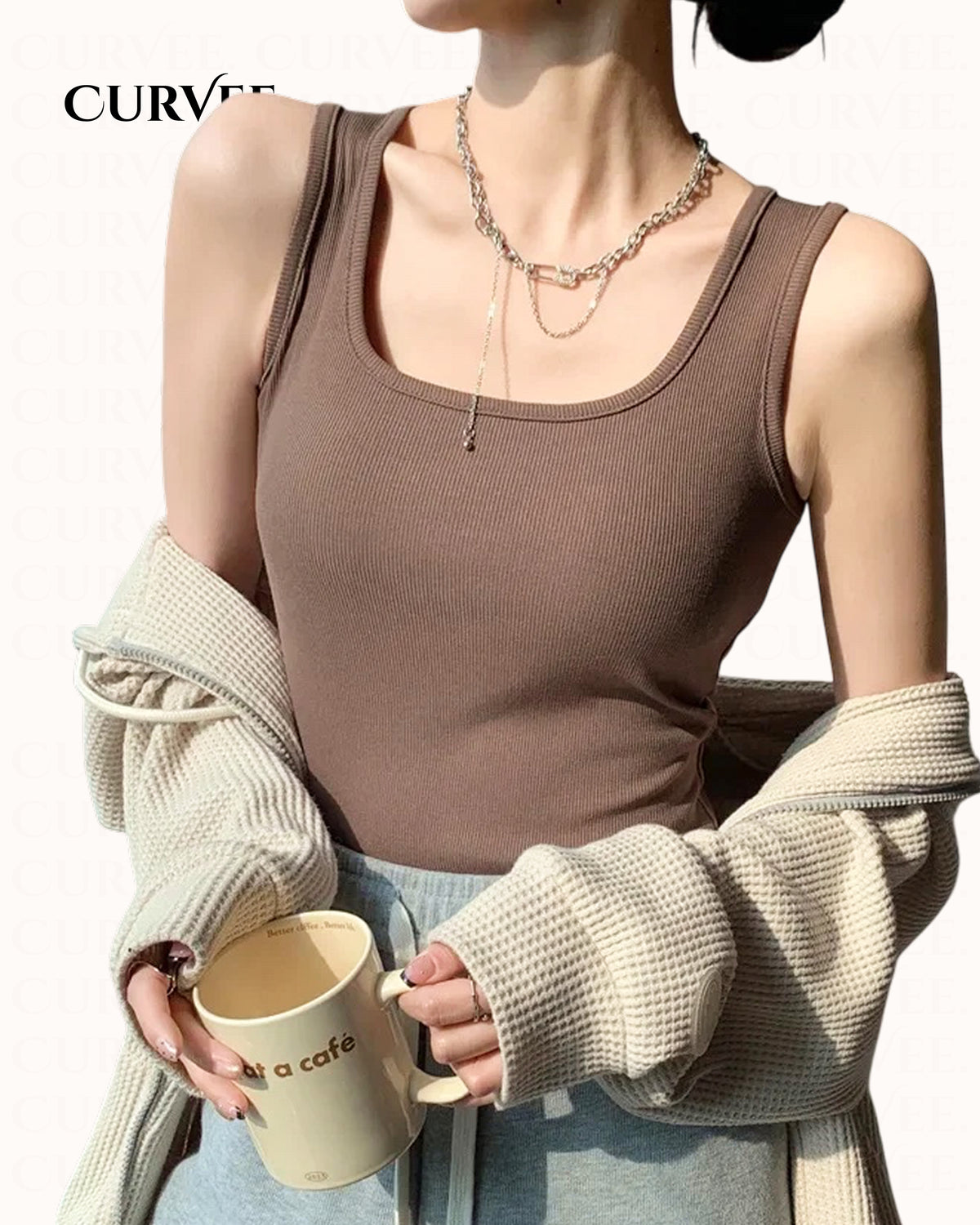 Wide strap camisole Sleeveless Tank-Top