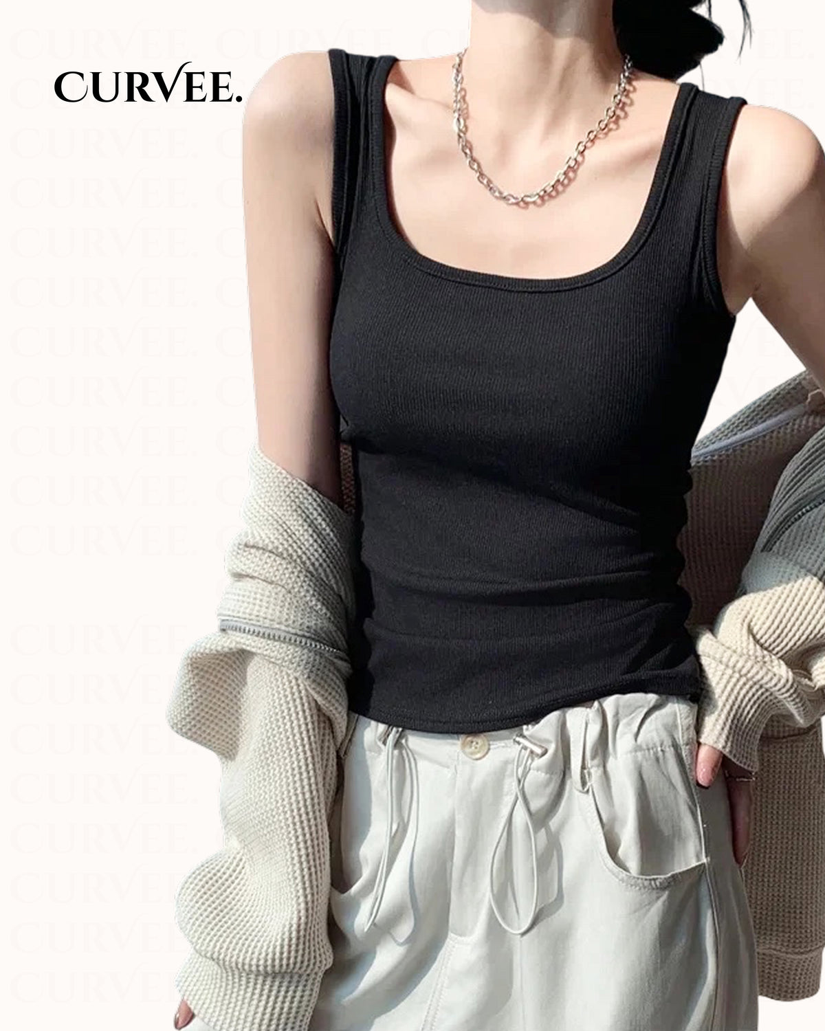Wide strap camisole Sleeveless Tank-Top