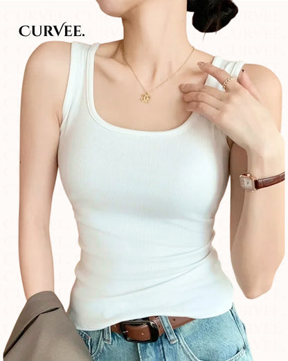 Wide strap camisole Sleeveless Tank-Top