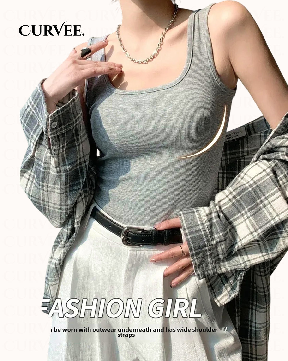 Wide strap camisole Sleeveless Tank-Top