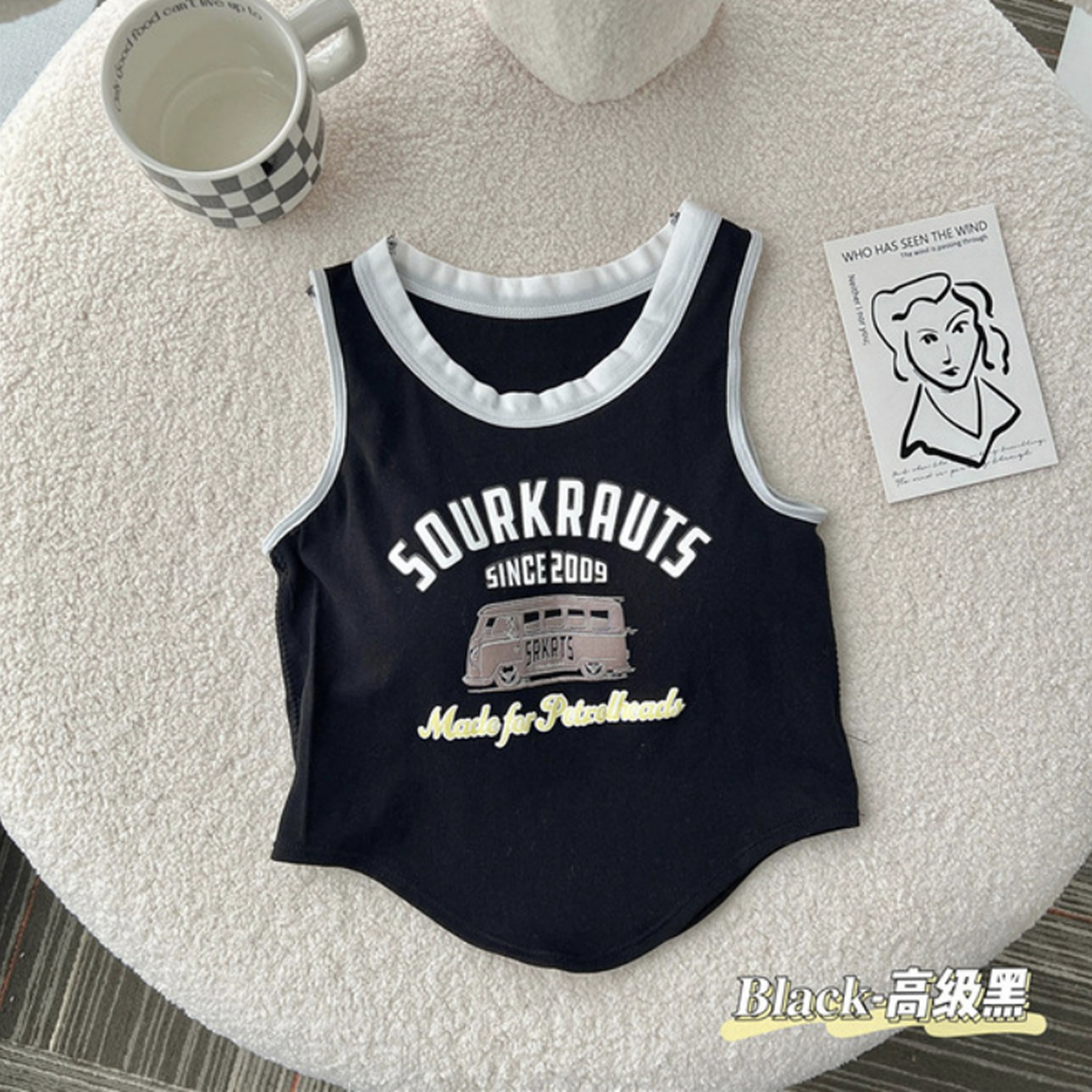 Korean-style Printed Padded Top