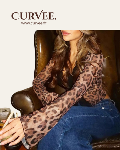 Aww! Print Lace Micro-Flared Sleeve Top