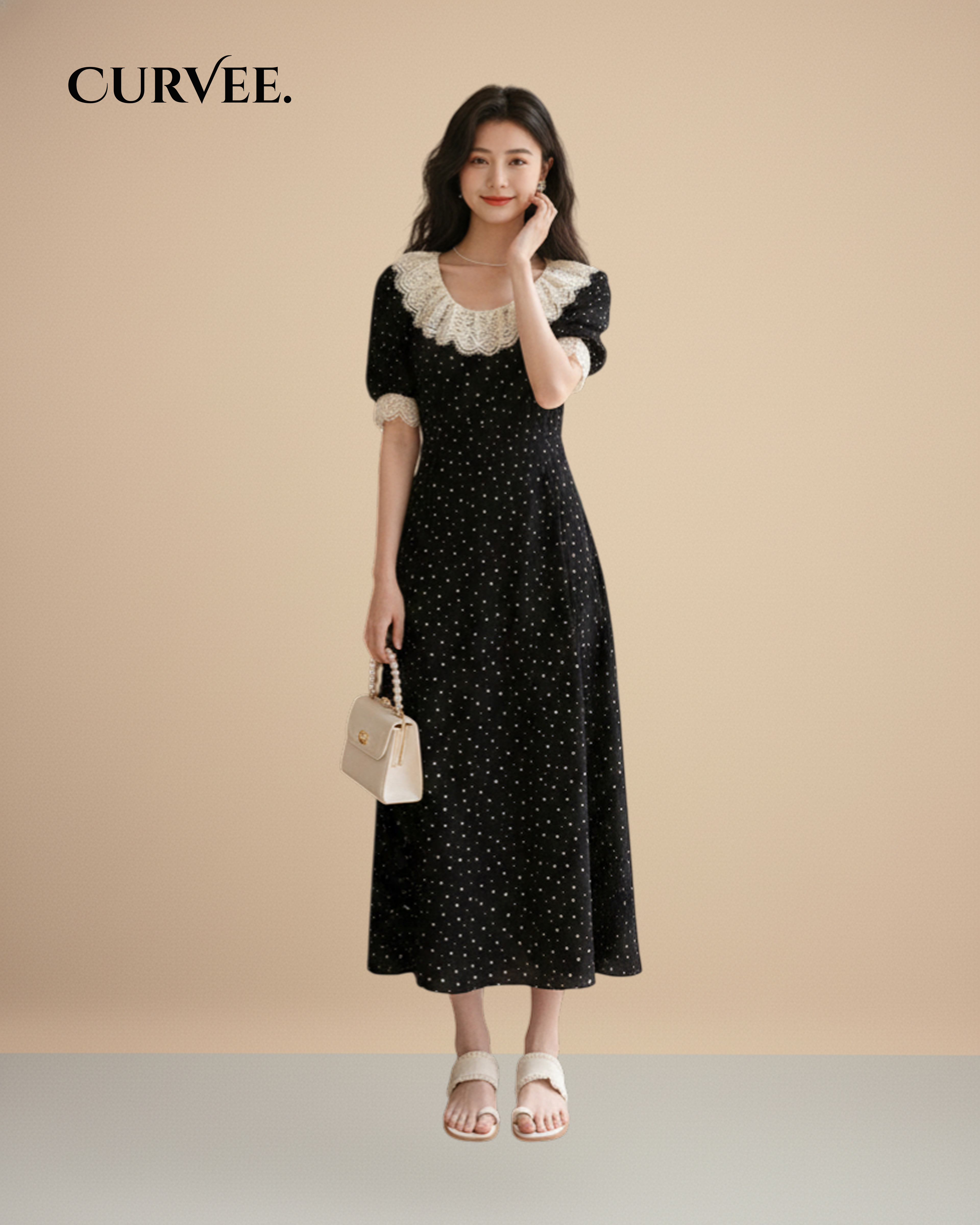 Aww! Mid-length Light Luxury Short-sleeved Tea Break Dress