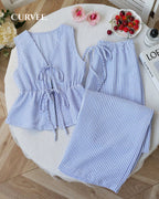 Striped Suit Casual Lace-Up Versatile Vest