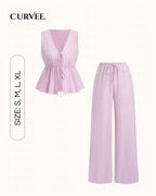 Striped Suit Casual Lace-Up Versatile Vest