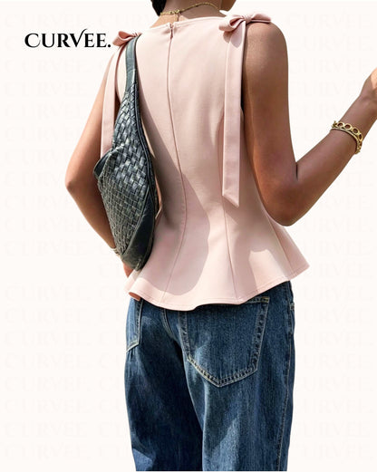 Sleeveless Western Top with bow tie Straps.