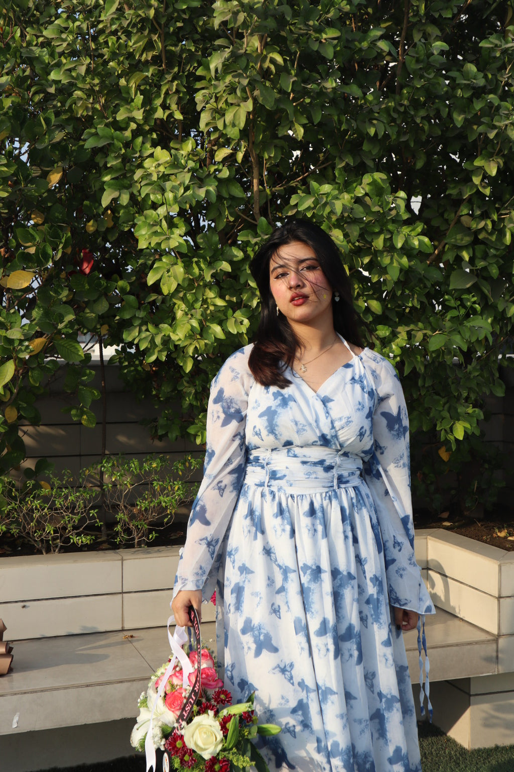 Blue Floral Dress for Women