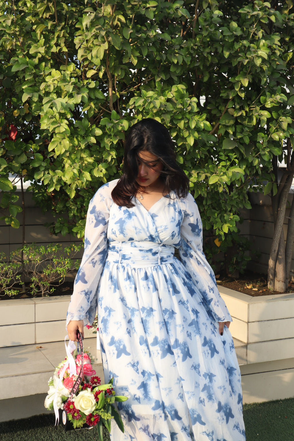Blue Floral Dress for Women