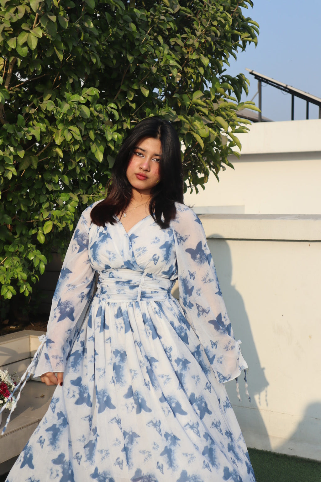 Blue Floral Dress for Women