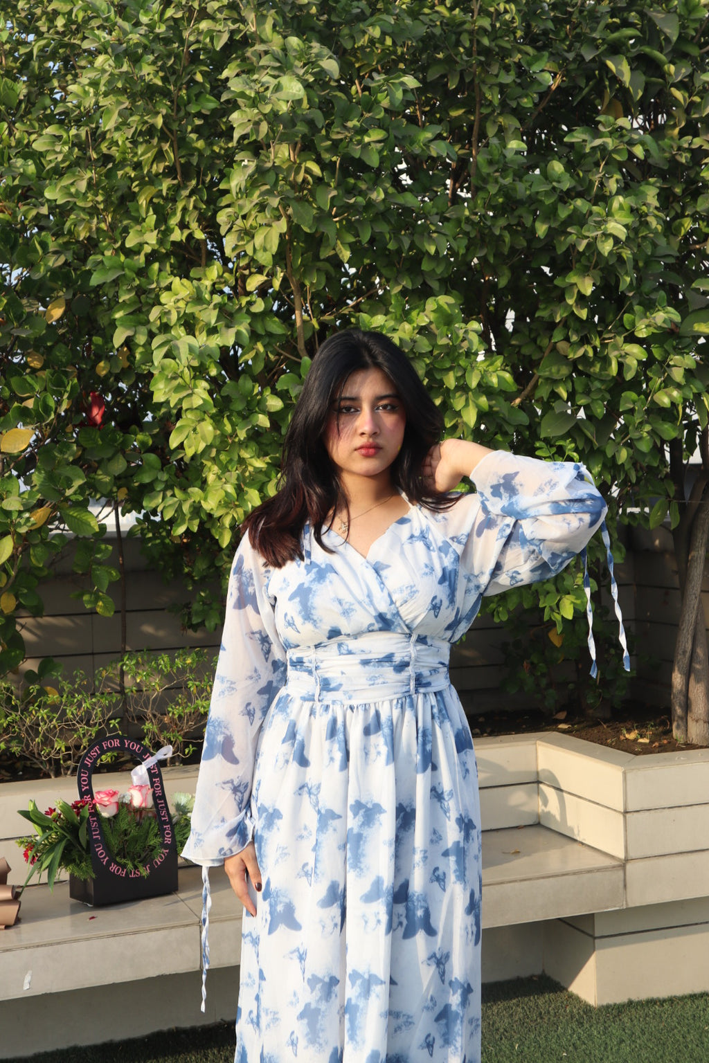 Blue Floral Dress for Women