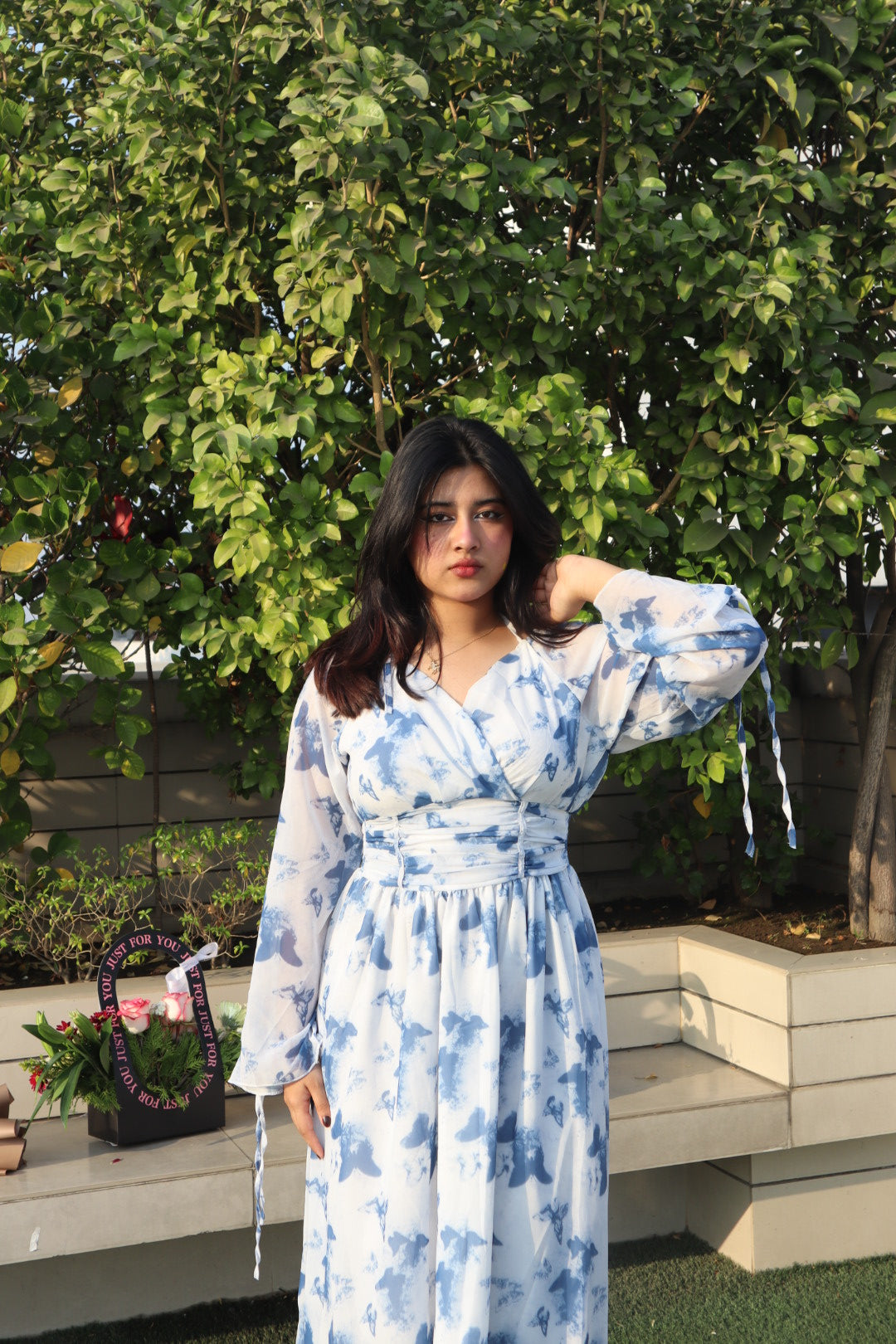 Blue Floral Dress for Women