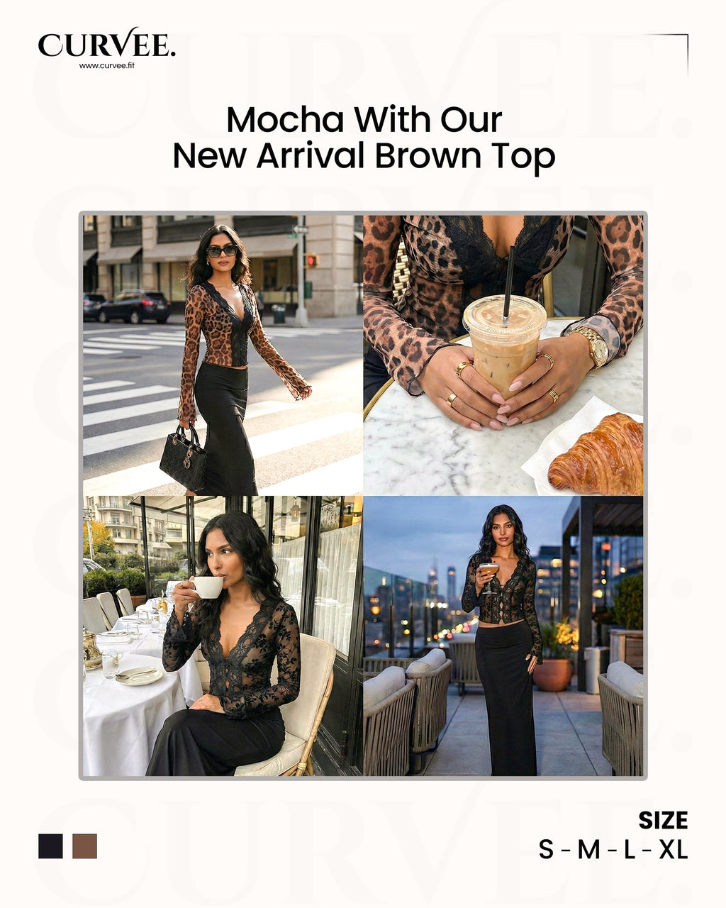 Aww! Print Lace Micro-Flared Sleeve Top