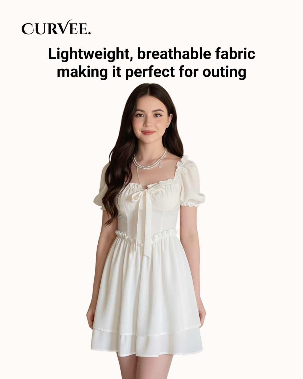 Aww! Bubble Sleeve Waist Slimming Skirt White