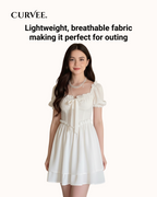 Aww! Bubble Sleeve Waist Slimming Skirt White