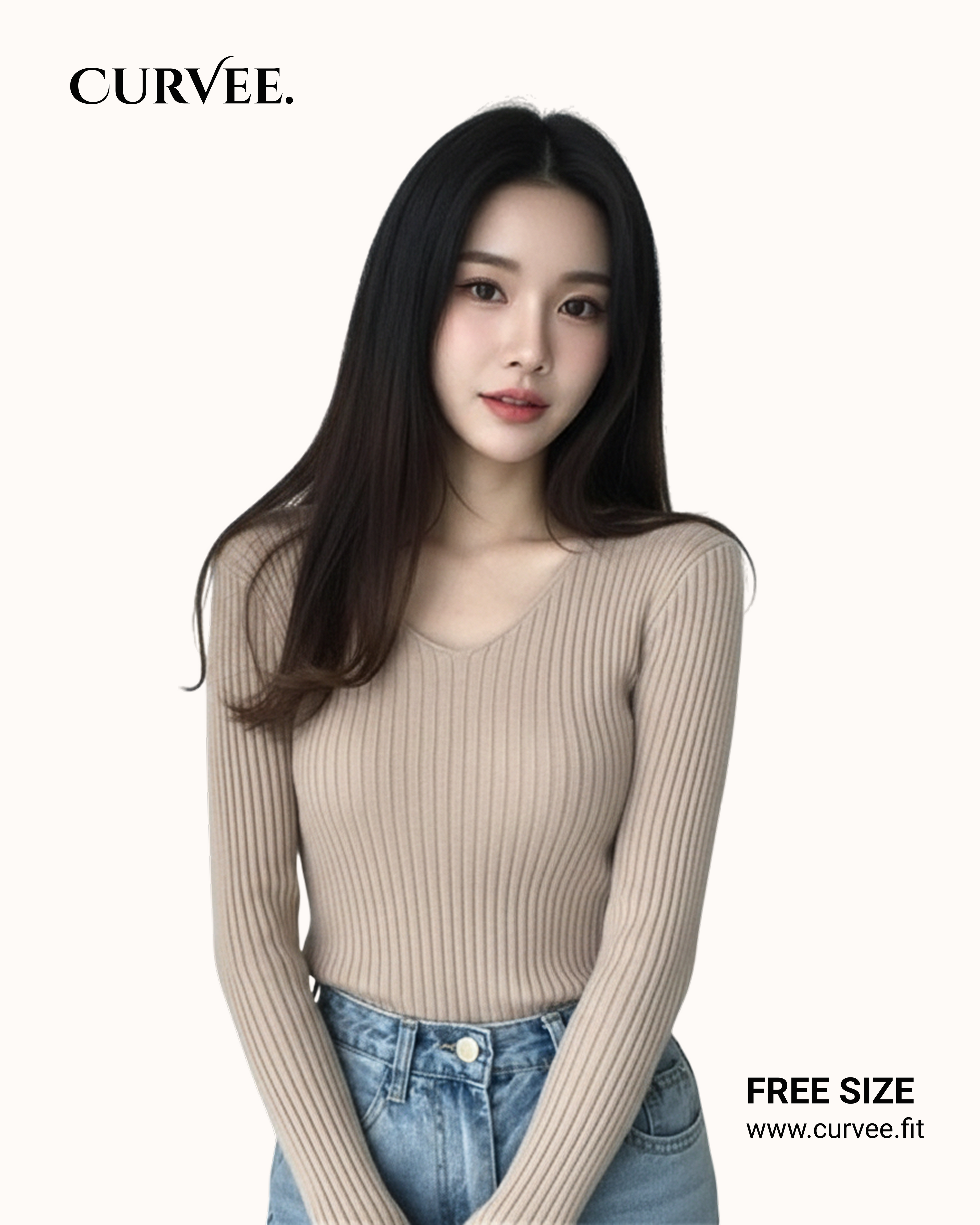 V-neck warm long-sleeved T-shirt