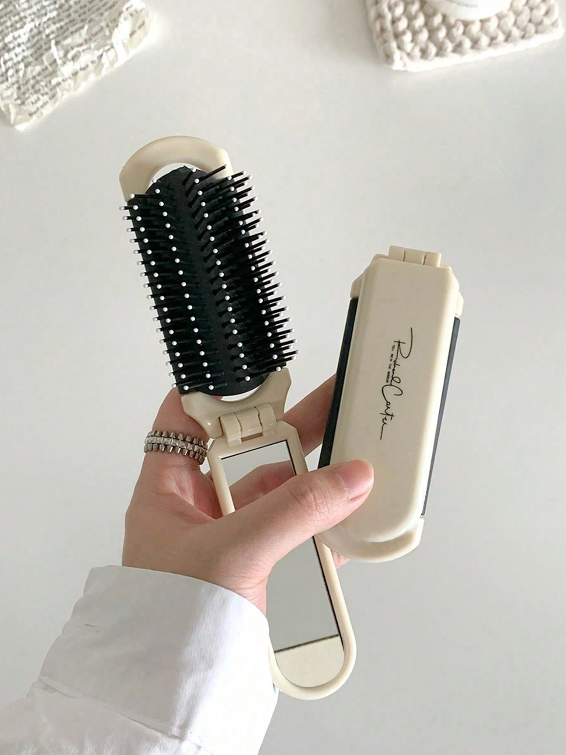 Portable With Built-In Mirror,Hair Brush,Comb