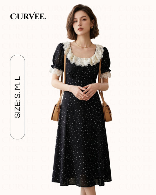 Aww! Mid-length Light Luxury Short-sleeved Tea Break Dress