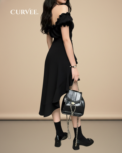Aww! One-Shoulder Waist  Mid-Length Skirt