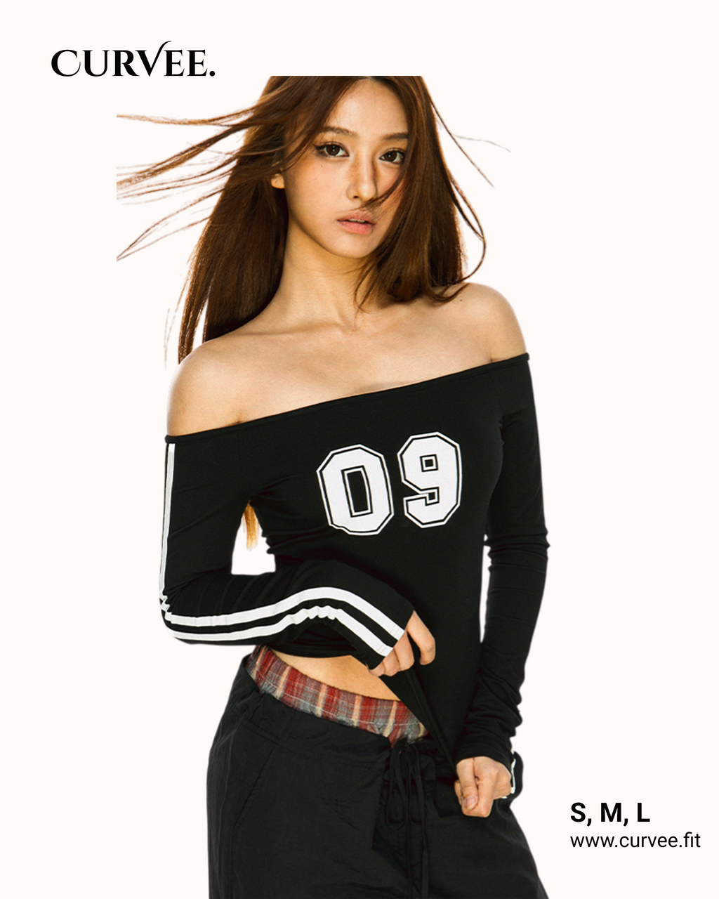 Off-Shoulder Long-Sleeve T-Shirt