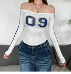 Aww! White Off-Shoulder Long-Sleeve T-Shirt