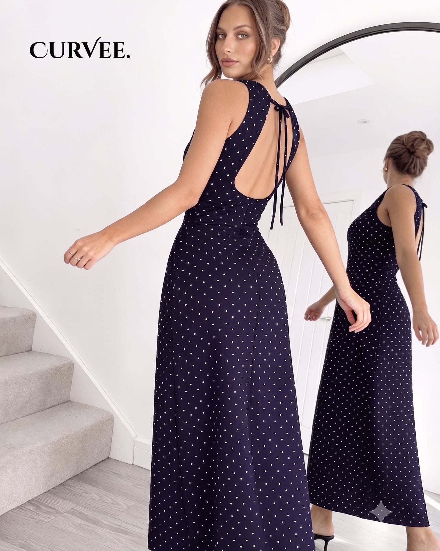 Short-Sleeved  Polka Dot Vacation Seaside Dress