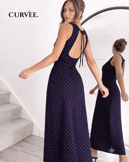Short-Sleeved  Polka Dot Vacation Seaside Dress