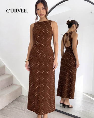 Short-Sleeved  Polka Dot Vacation Seaside Dress