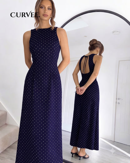 Short-Sleeved  Polka Dot Vacation Seaside Dress