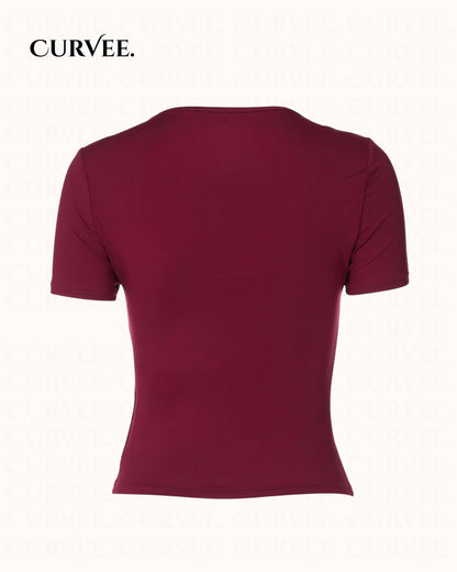 Wine red short sleeve T-shirt Top