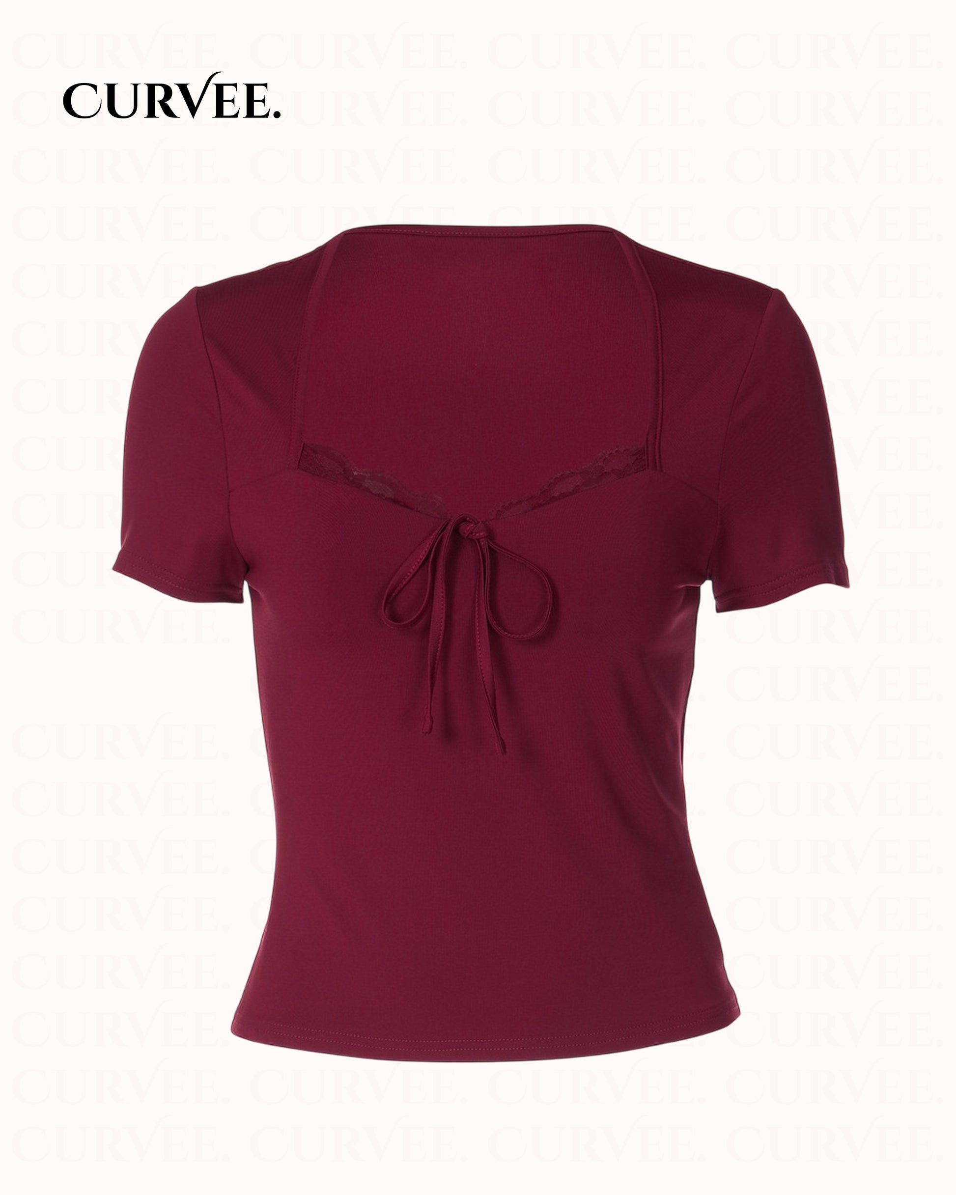 Wine red short sleeve T-shirt Top