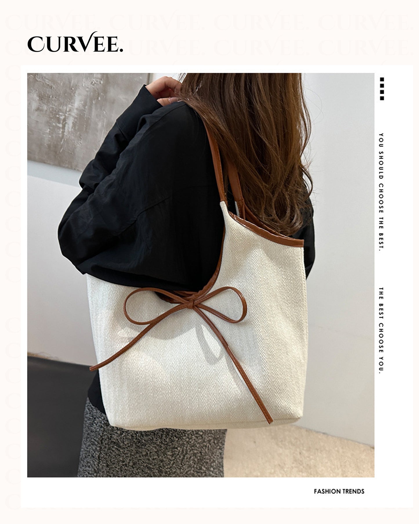 Korean Fashionable Commuter Handbag with Bow Tie