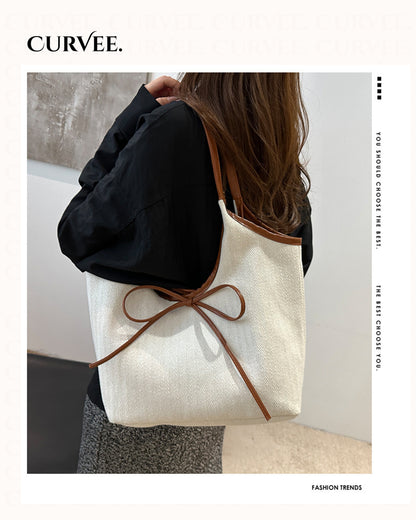 Korean Fashionable Commuter Handbag with Bow Tie