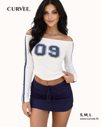 Aww! White Off-Shoulder Long-Sleeve T-Shirt